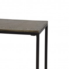 Set of 2 Console Tables – Bronze Top & Black Metal Frame