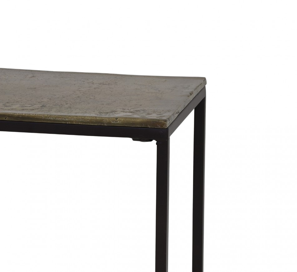 Set of 2 Console Tables – Bronze Top & Black Metal Frame
