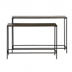 Set of 2 Console Tables – Bronze Top & Black Metal Frame