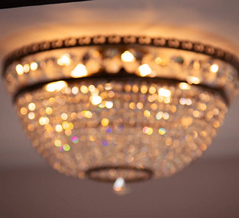 Ceiling Crystal  Chandelier Luna,  Medium, Antique Brass