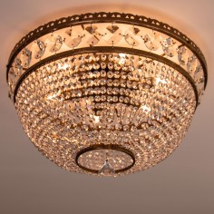 Ceiling Crystal  Chandelier Luna,  Medium, Antique Brass