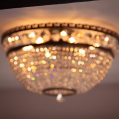 Ceiling Crystal  Chandelier Luna,  Medium, Antique Brass