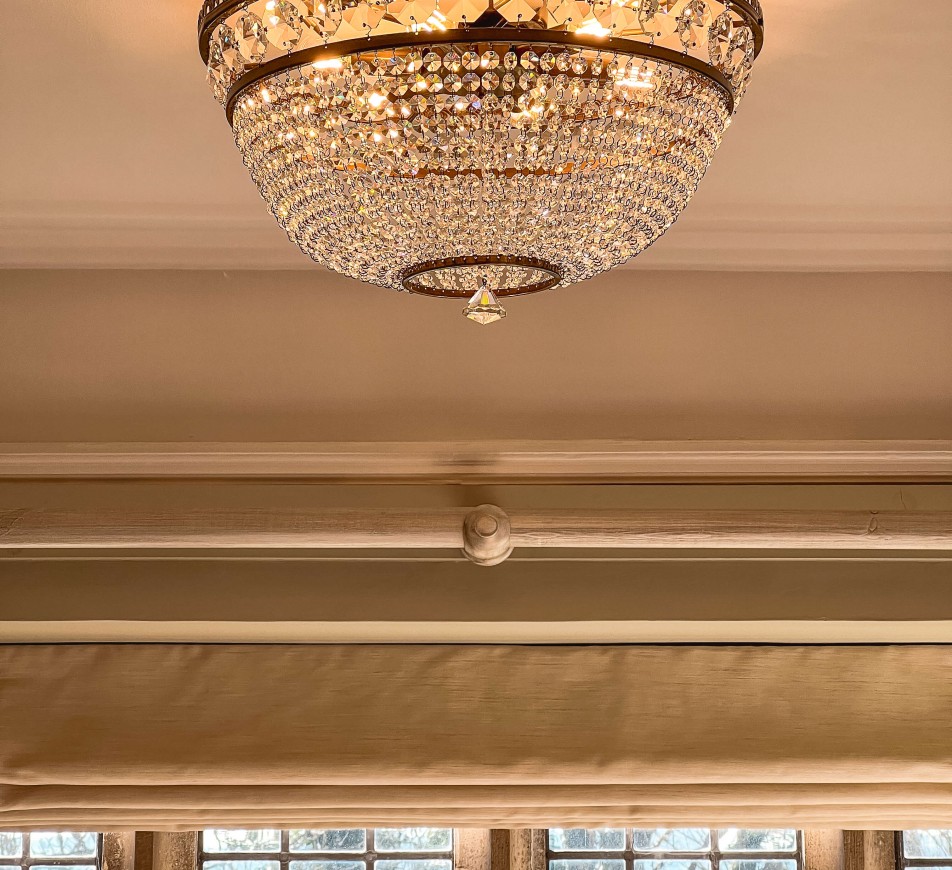 Ceiling Crystal  Chandelier Luna,  Medium, Antique Brass