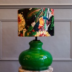 Bulbous Bottle Green Glass Table Lamp