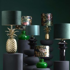 Bulbous Bottle Green Glass Table Lamp