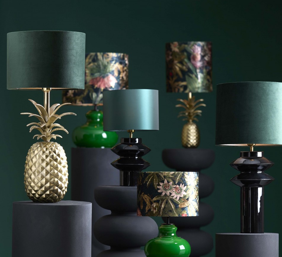 Bulbous Bottle Green Glass Table Lamp