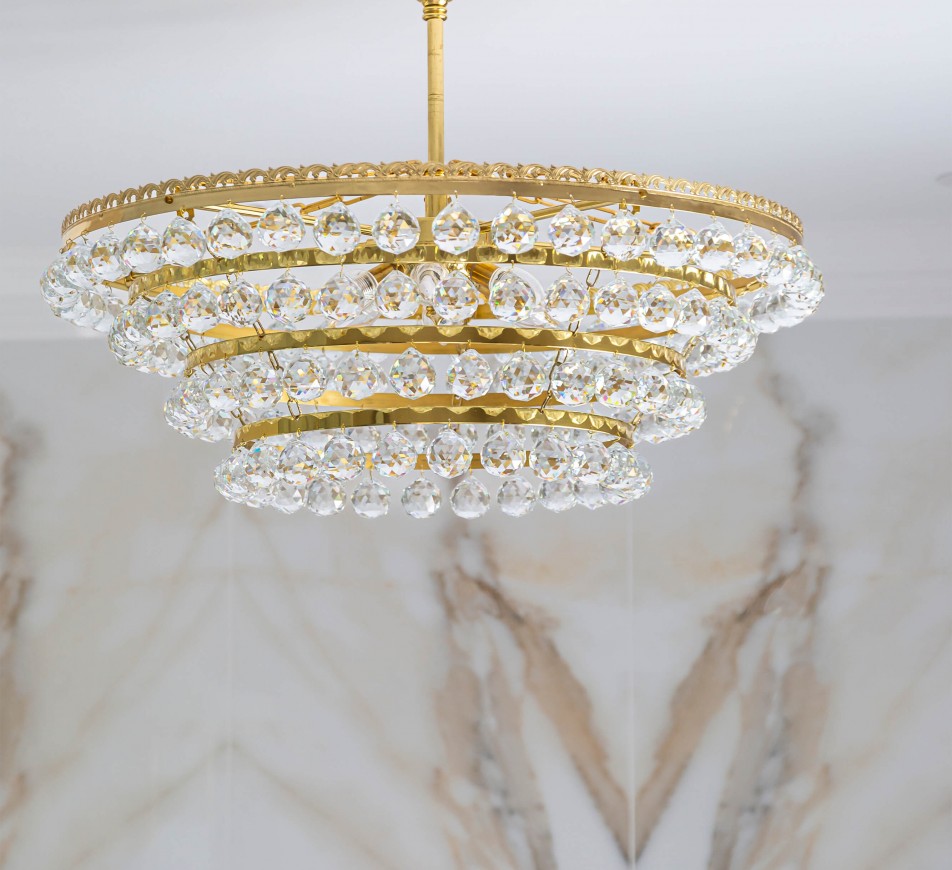 Clarence Round Chandelier IP44 Bathroom Safe Crystal Light