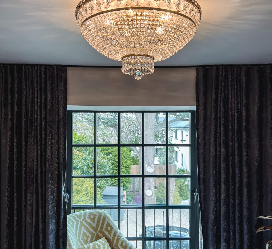 Celeste Crystal Glass chandelier for Lower Ceilings, Medium
