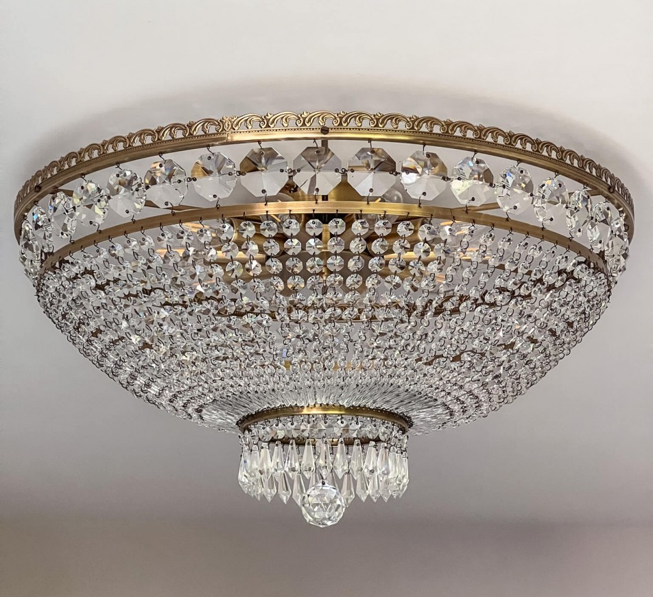 Celeste Crystal Glass chandelier for Lower Ceilings, Medium