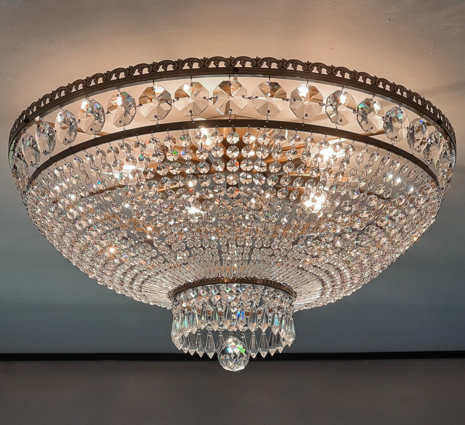Celeste Crystal Glass chandelier for Lower Ceilings, Medium