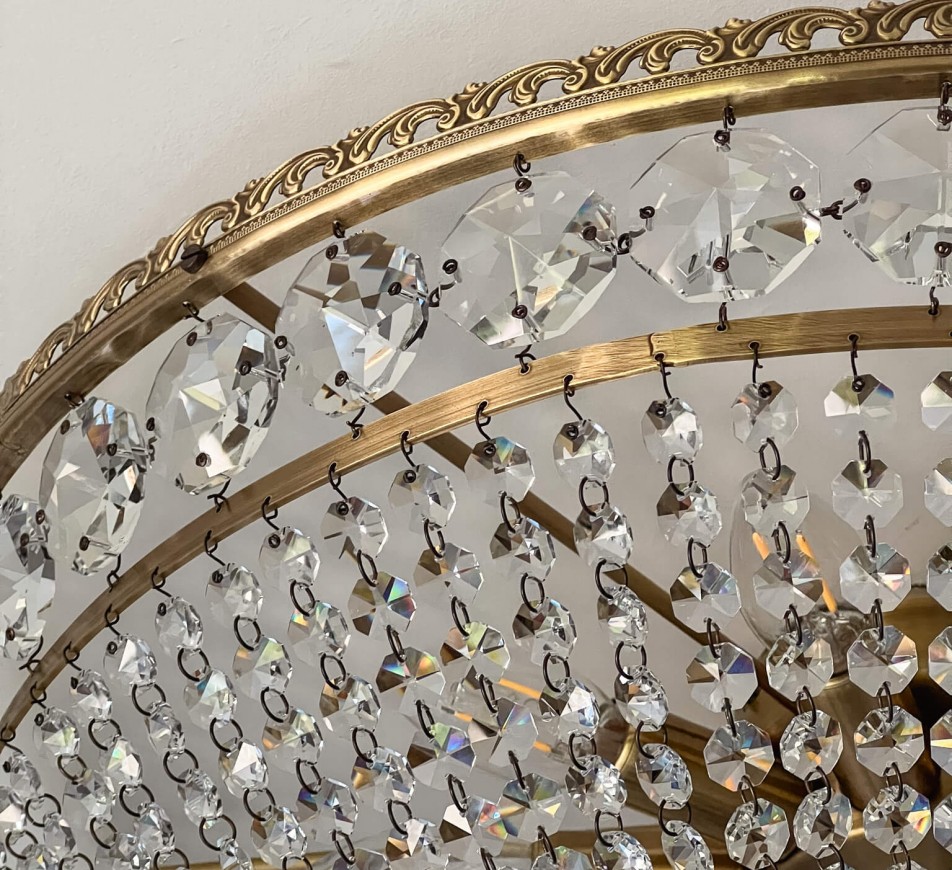 Celeste Crystal Glass chandelier for Lower Ceilings, Medium