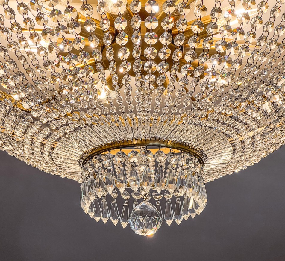 Celeste Crystal Glass chandelier for Lower Ceilings, Medium