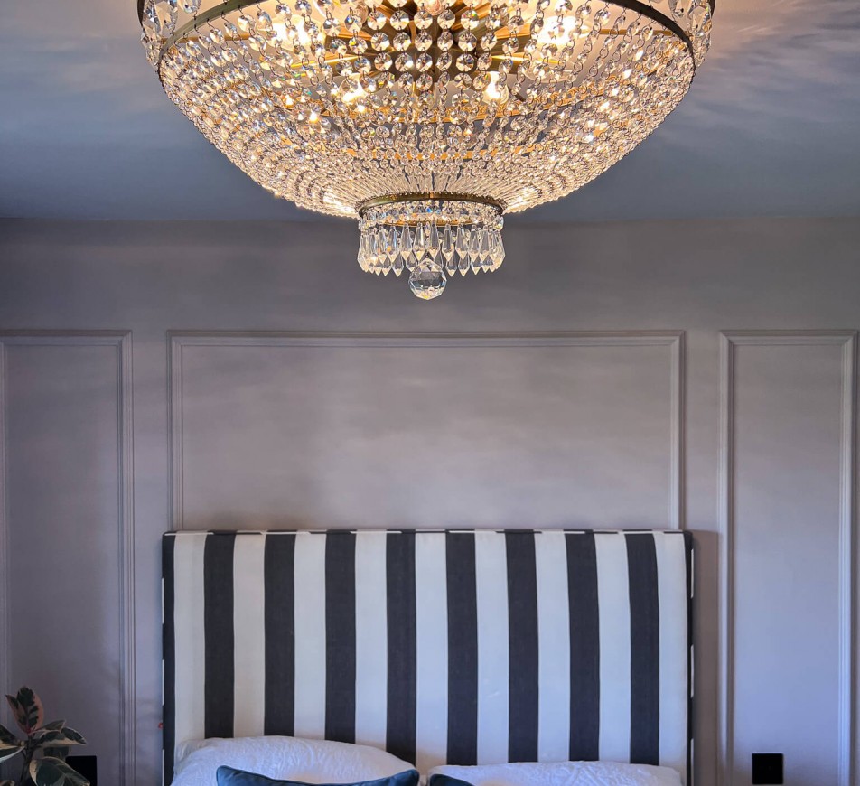 Celeste Crystal Glass chandelier for Lower Ceilings, Medium