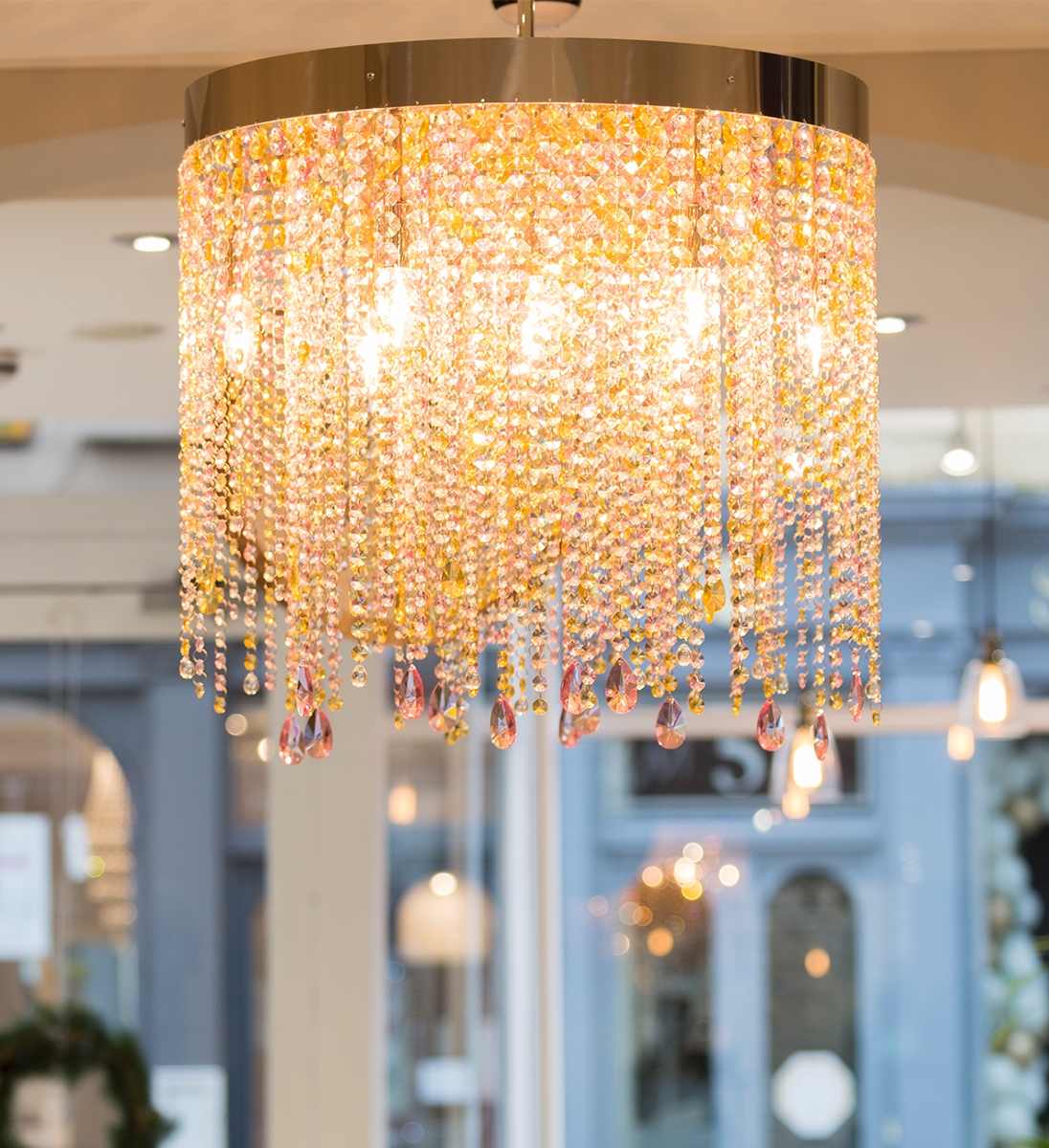 Round chandelier shop with shades