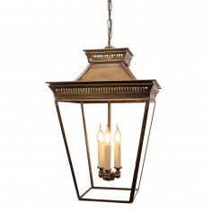 Large Pittville Hanging Lantern Distressed Antique Brass