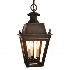 Battledown Hanging Outdoor Lantern 3 Bulbs Distressed Dark Antique Brass