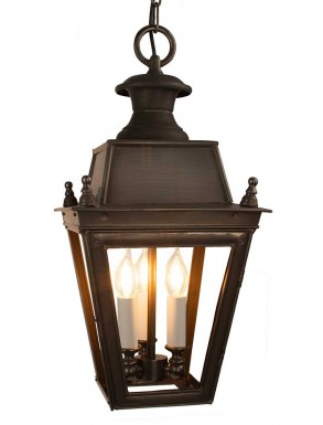 Battledown Hanging Outdoor Lantern 3 Bulbs Distressed Dark Antique Brass