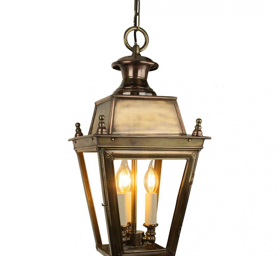 Battledown Hanging Outdoor Lantern 3 Bulbs  Distressed Dark Antique Brass