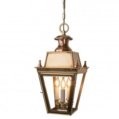 Battledown Hanging Outdoor Lantern  Medium 3 Bulbs Polished Brass Unlacquered
