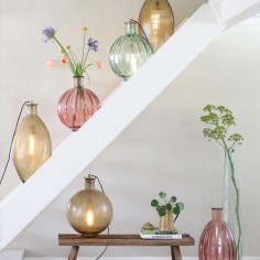 Ribbed Glass Lamp  Green with lamp attachment