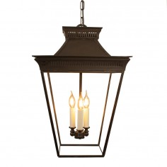 Large Pittville Hanging Lantern Distressed Antique Brass