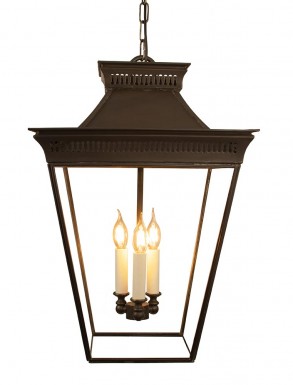 Large Pittville Hanging Lantern Distressed Antique Brass