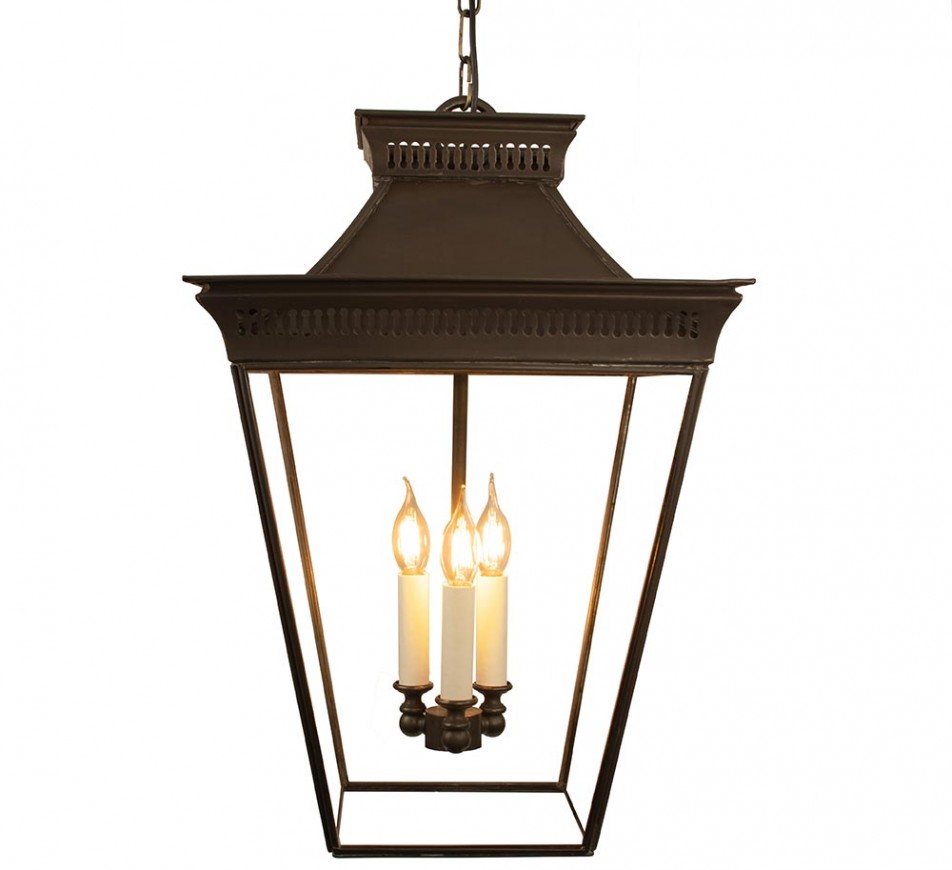 Large Pittville Hanging Lantern Distressed Antique Brass