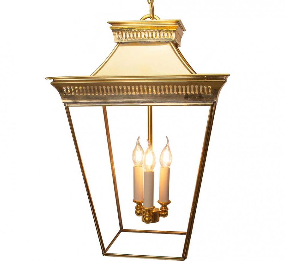 Large Pittville Hanging Lantern Distressed Antique Brass
