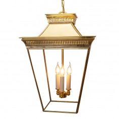 Large Pittville Hanging Lantern Distressed Antique Brass