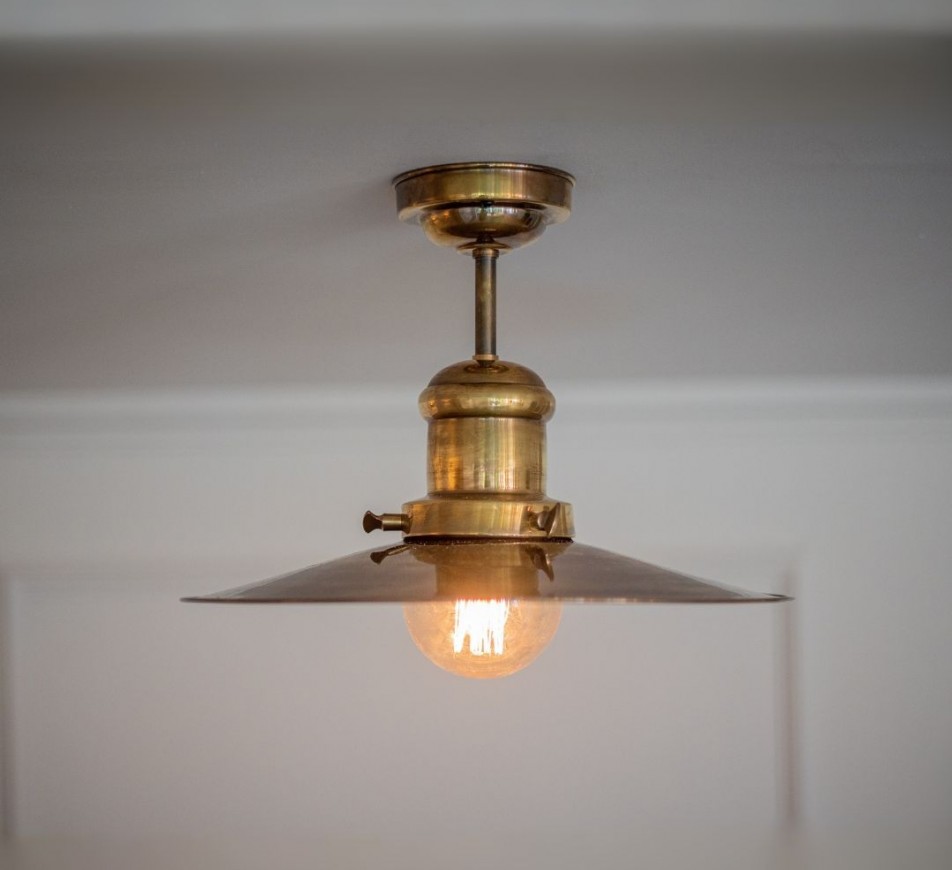 Brent Flush Mounted Pendant Antique Brass